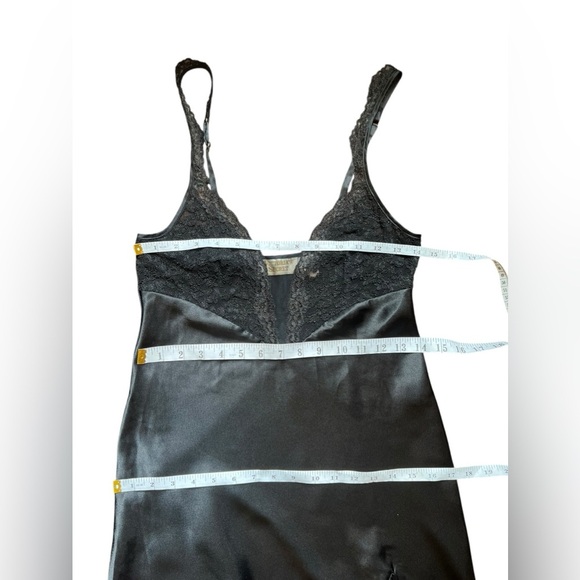 Vintage 80s Victorias secret GOLD LABEL black mesh Side Slit nightgown Size P - Picture 10 of 15